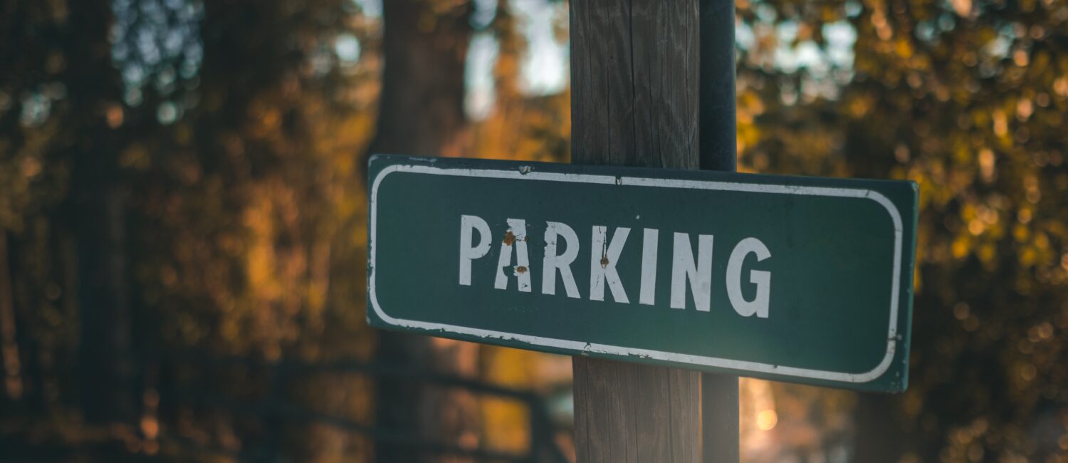 Weathered parking sign